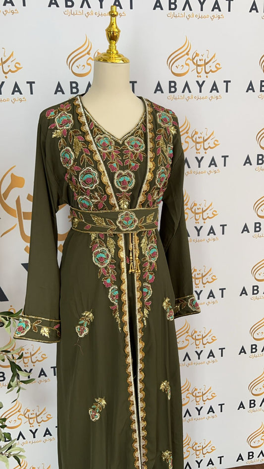 Floral Green Kuftan