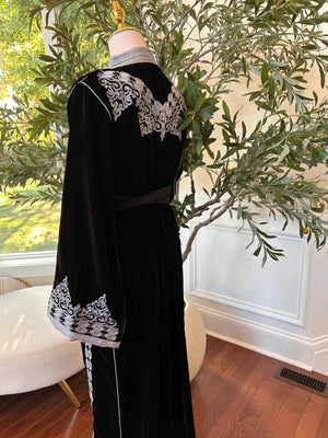 Black Velvet Embellished Silver Royale Kuftan