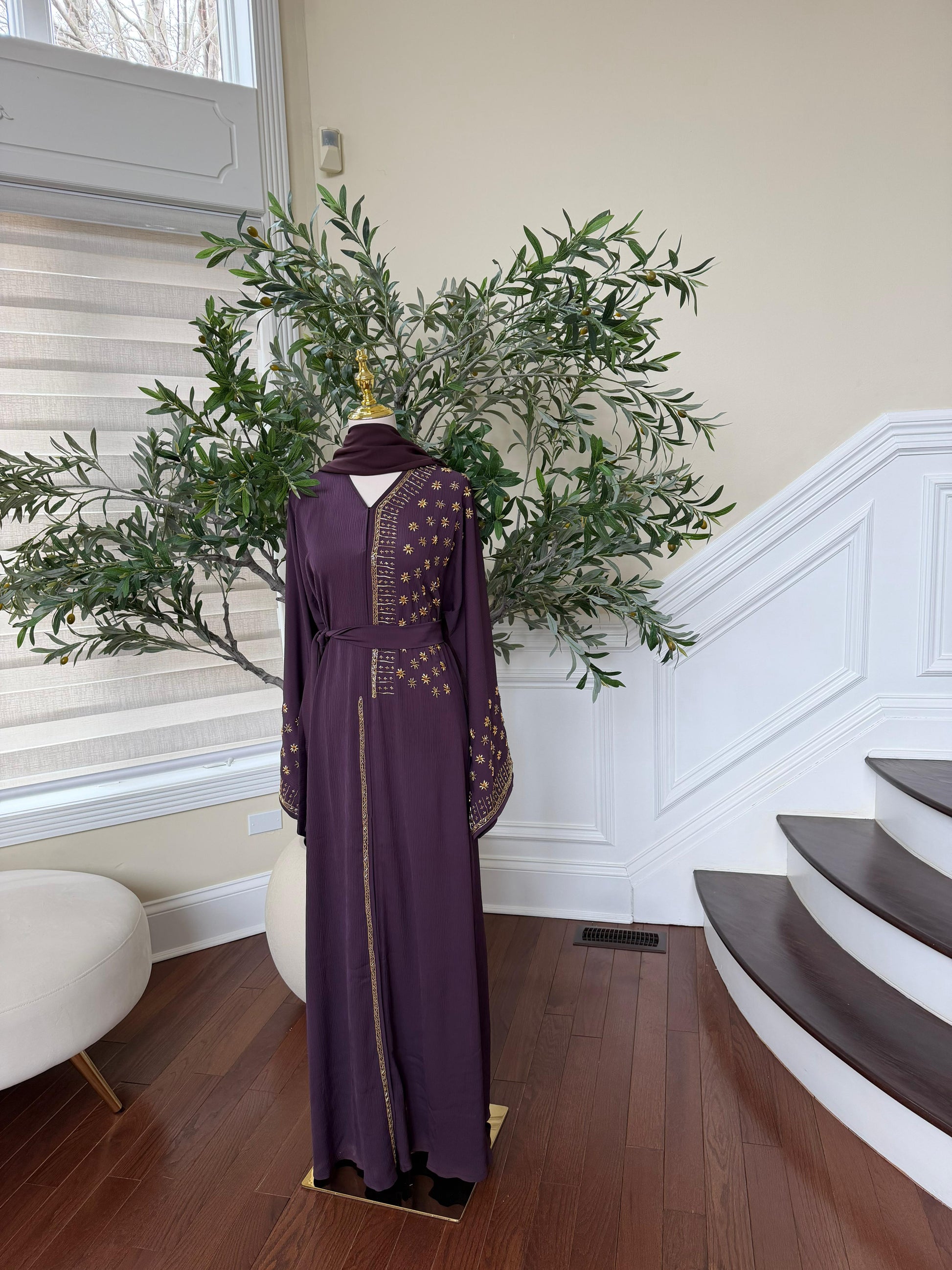Purple Golden Nujum Abaya