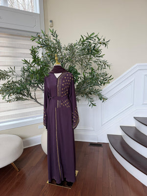 Purple Golden Nujum Abaya
