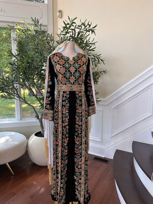 Brown Velvet Stone Thobe