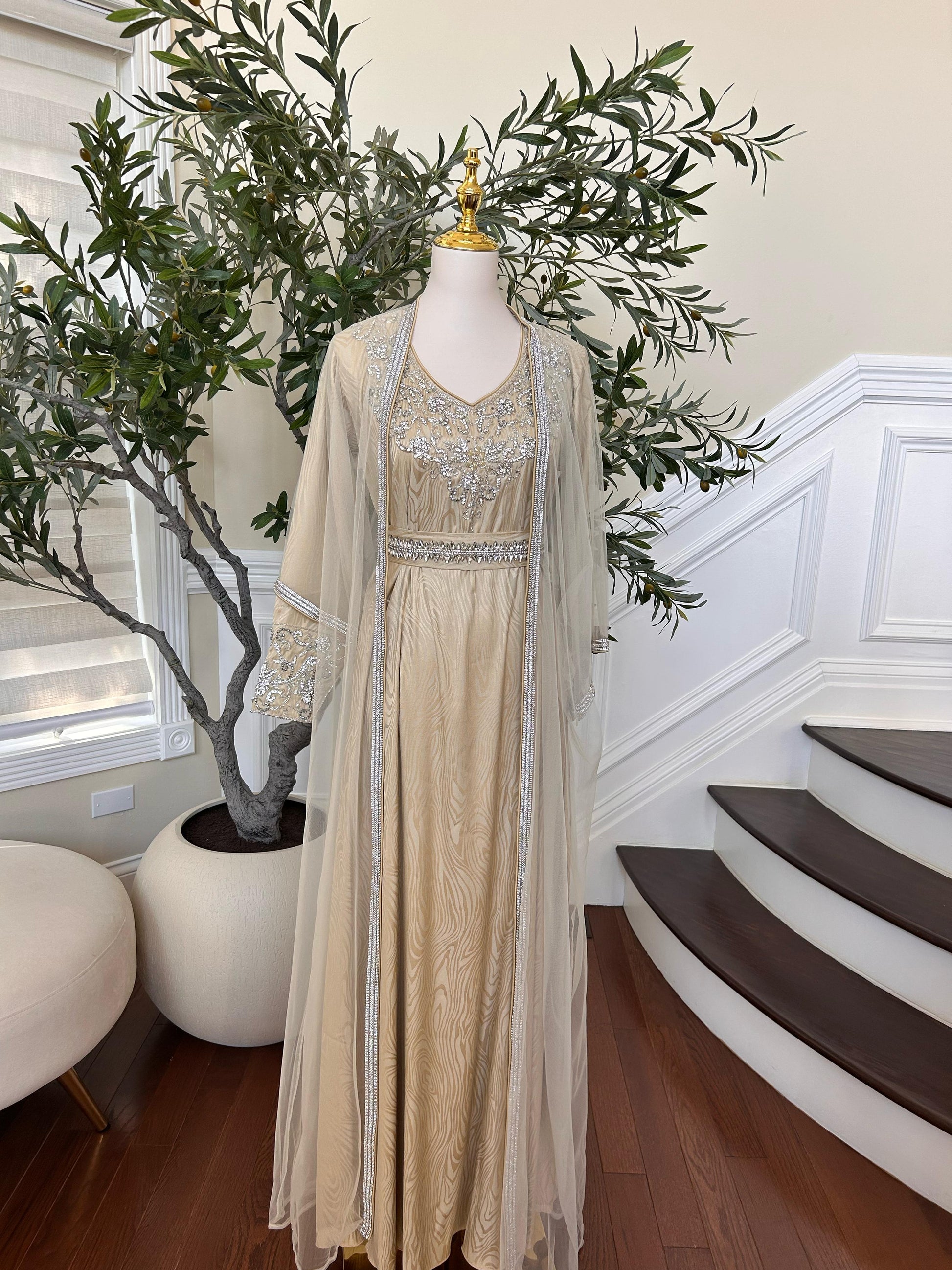 Golden Cream Radiance Beaded Kuftan