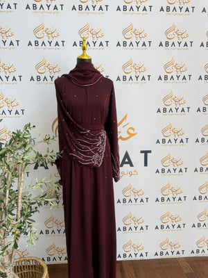 Elegant Red Beaded  Abaya