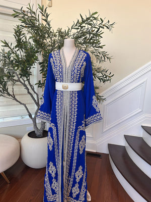 Royal Blue White Detail Kuftan