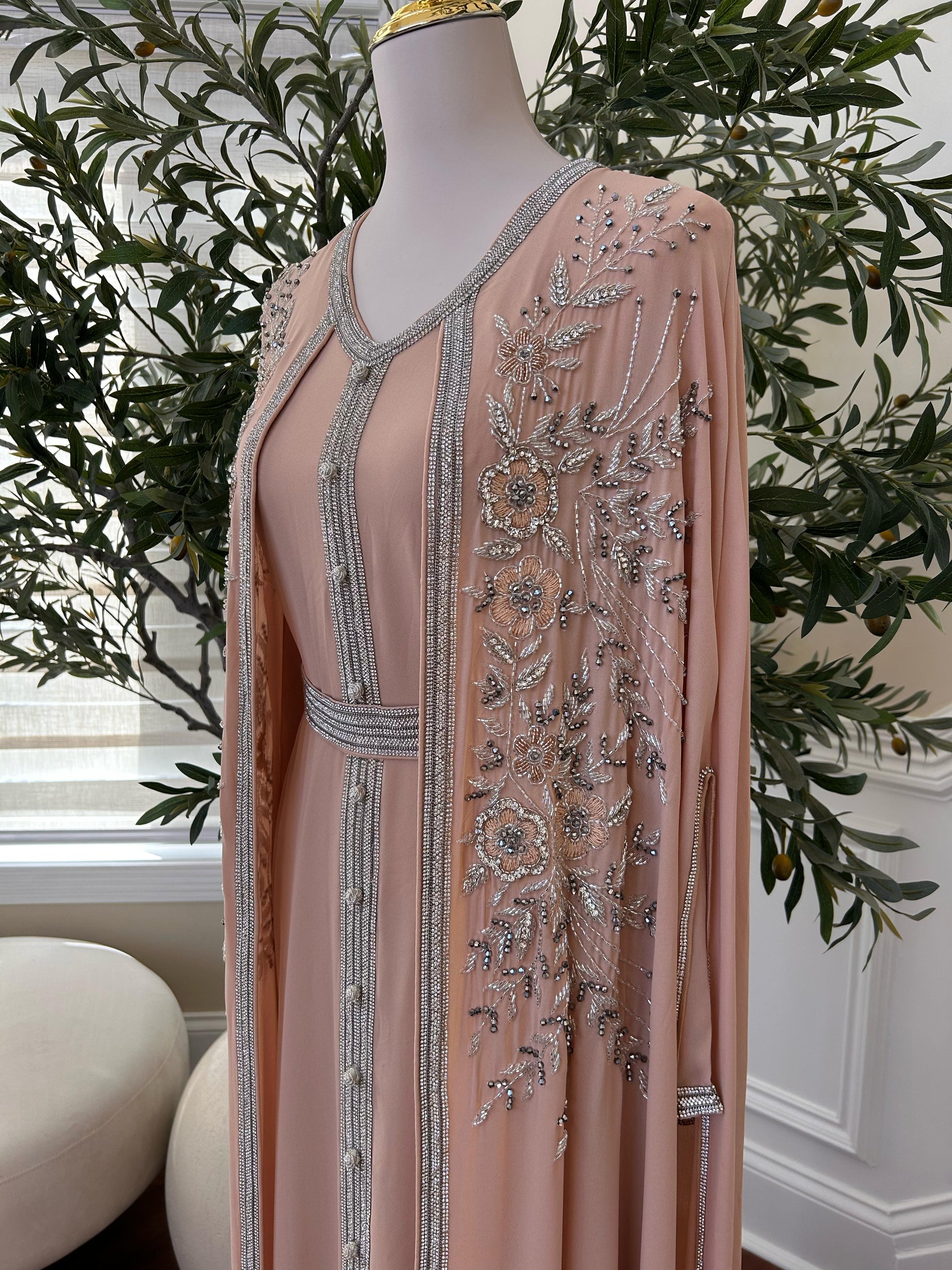 Peach Floral Royale Kuftan