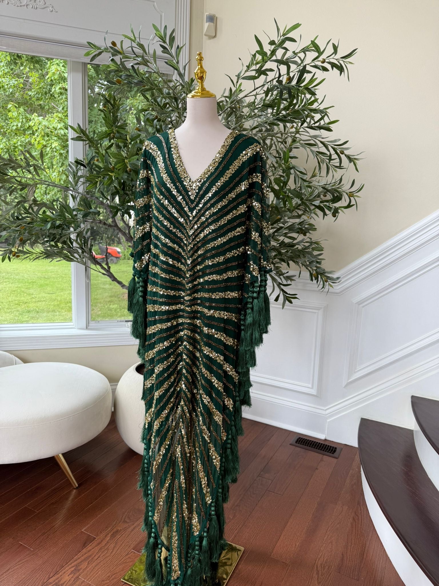 Golden Green Majestic Bling Abaya