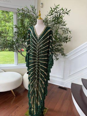 Golden Green Majestic Bling Abaya