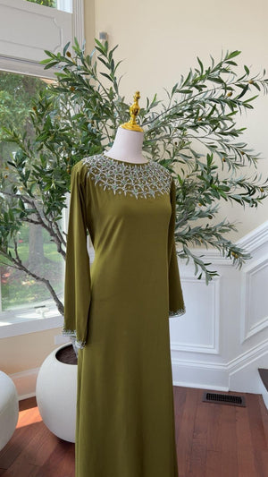 Olive Luxe Crystal Glamour Kuftan
