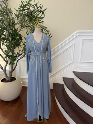 Baby Blue Beaded Two Piece Kuftan