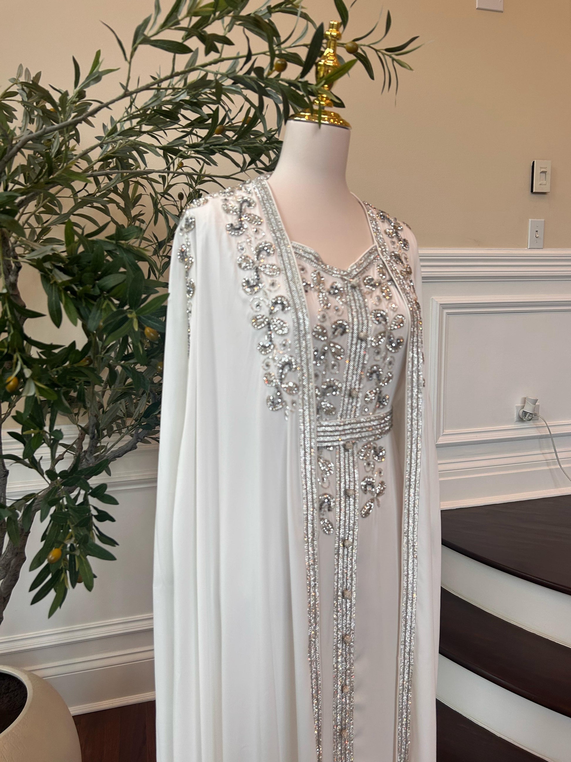 White Luxe Beaded Kuftan