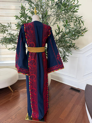 Navy Blue Embroidery Tatreez Thobe