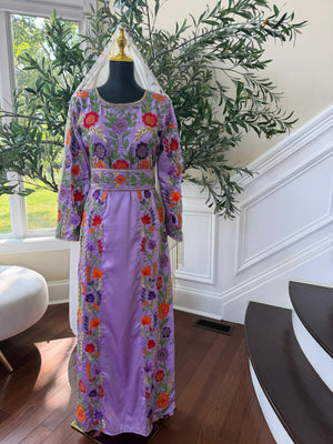Lavender Floral Beaded Stone Thobe