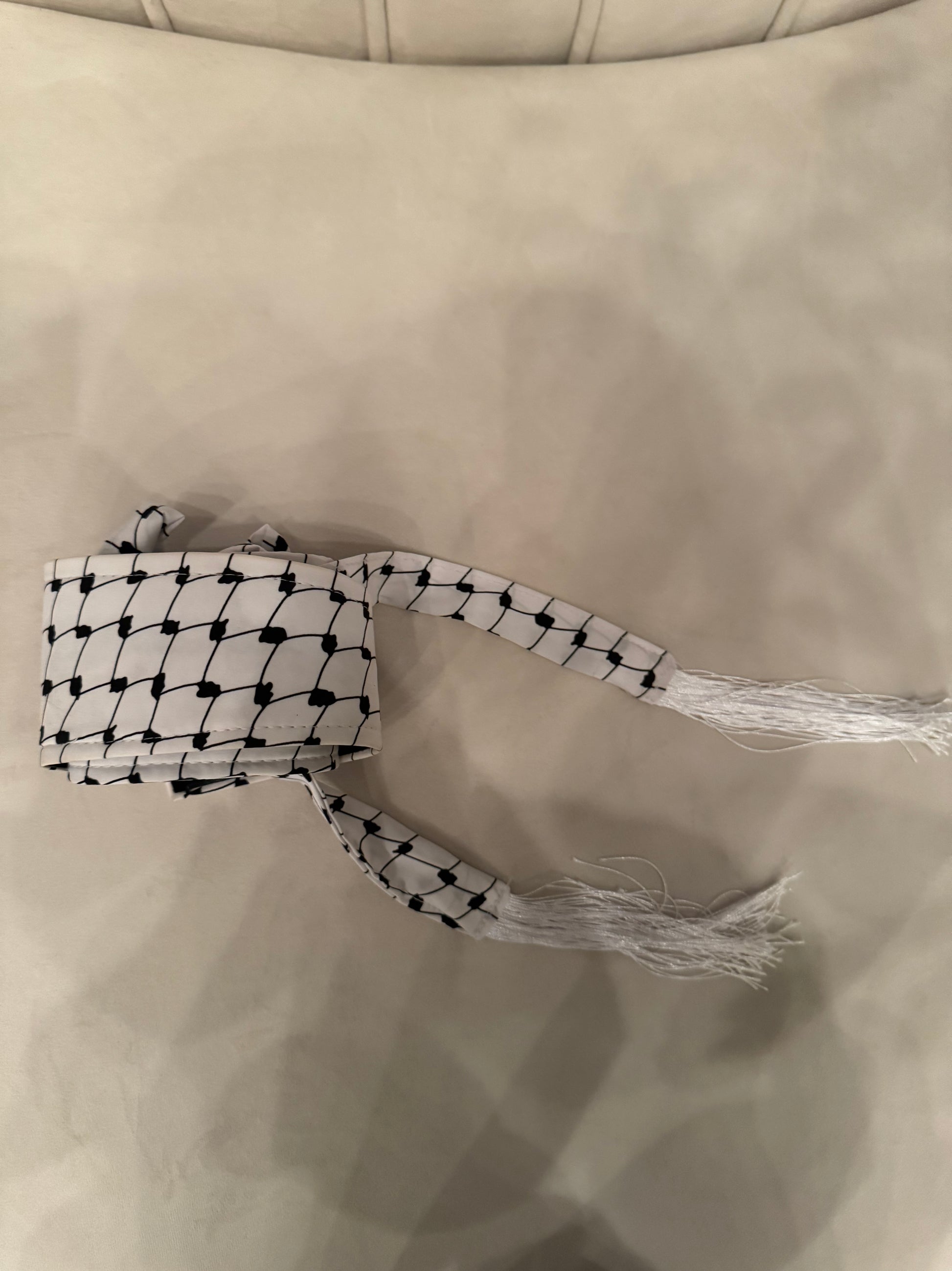 White / Black Kuffieya Print Cashmere Belt