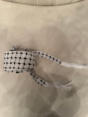 White / Black Kuffieya Print Cashmere Belt