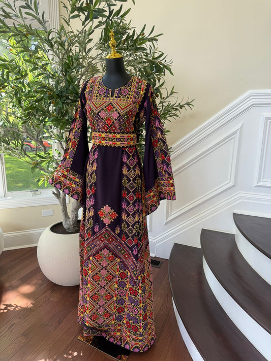 Elegant Purple Tatreez Dress/A