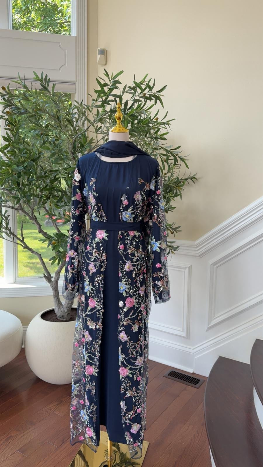 Celestial Blue Floral Abaya