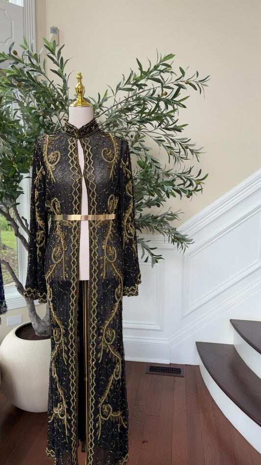 Golden Black Essence Charm Abaya