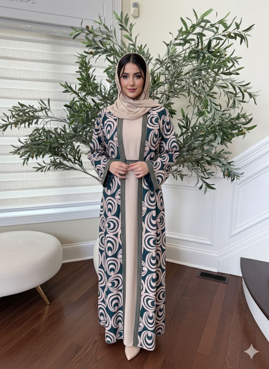 Blush Teal Two-Piece Abaya