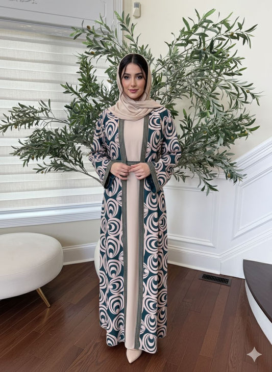 Blush Teal Two-Piece Abaya