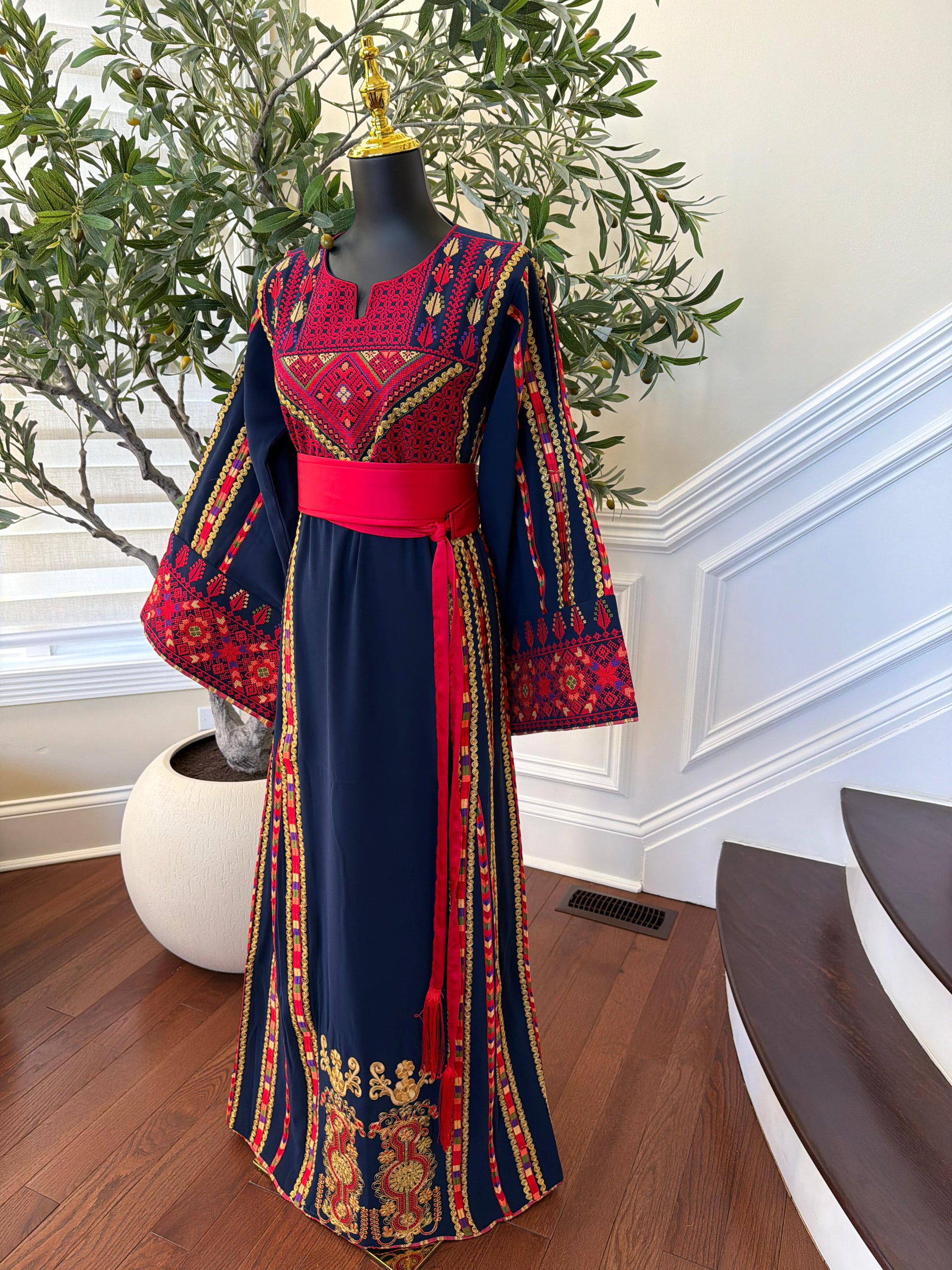 Blue Embroidery Tatreez Traditional Thobe