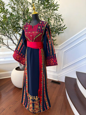 Blue Embroidery Tatreez Traditional Thobe