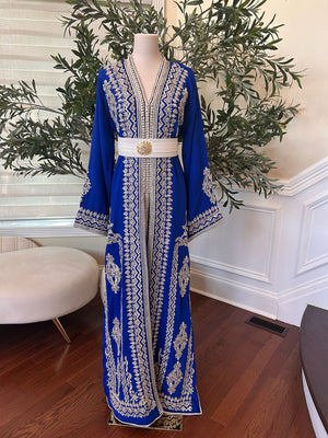 Royal Blue White Detail Kuftan