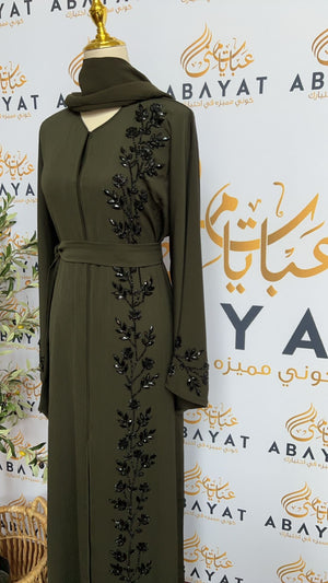 Floral Green Abaya