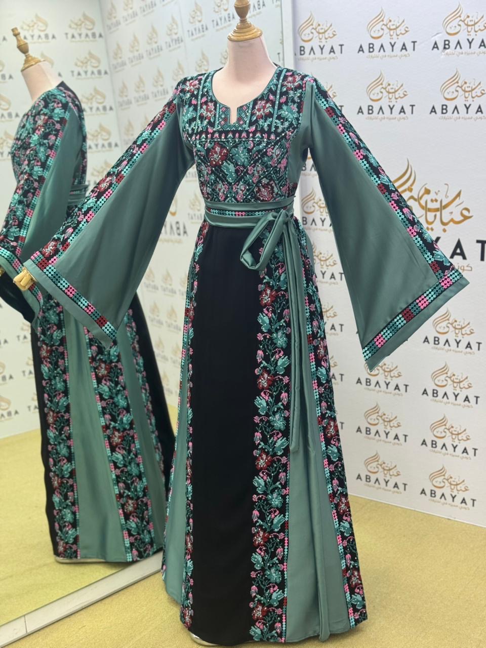 Embroidery Black Tatreez Teal Thobe