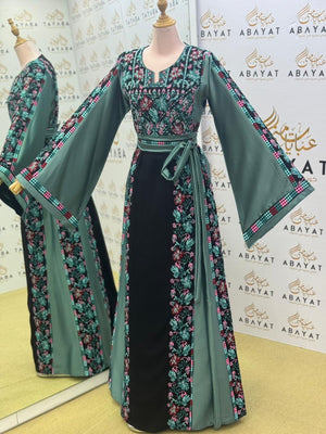 Embroidery Black Tatreez Teal Thobe