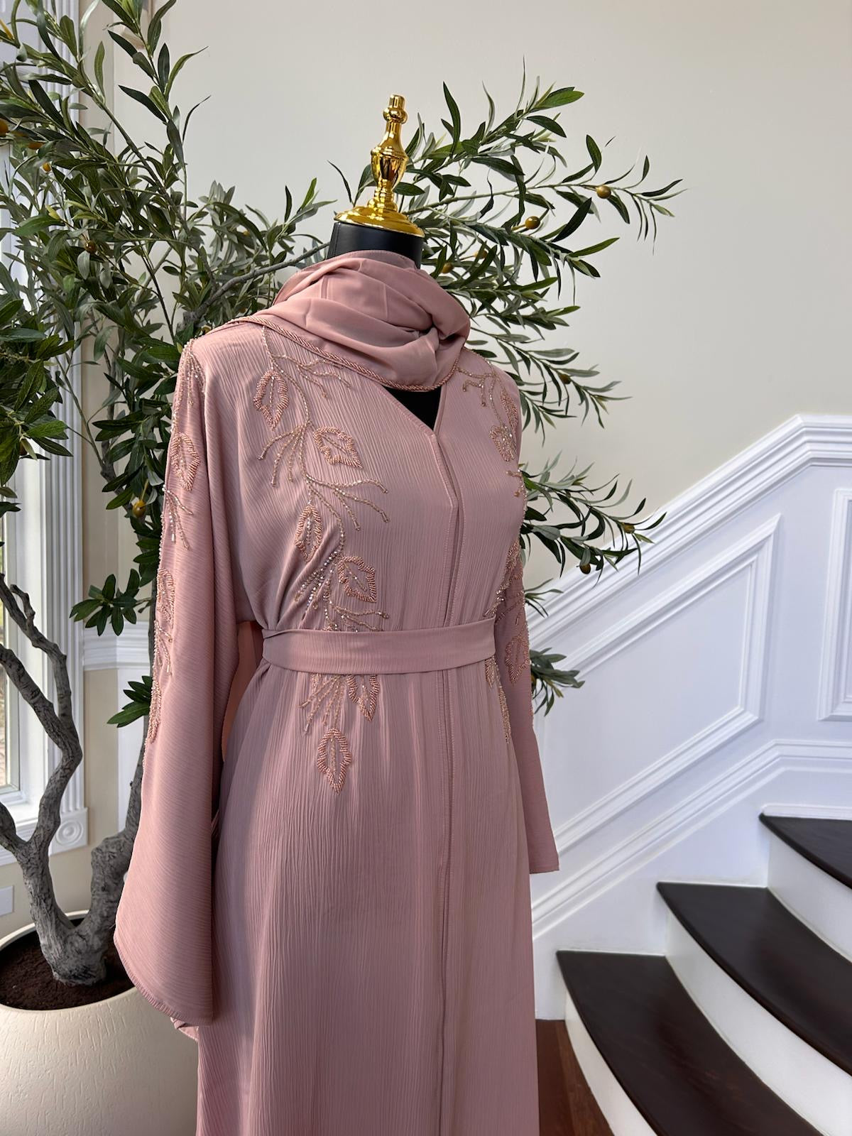 Pink Floral Charm Abaya