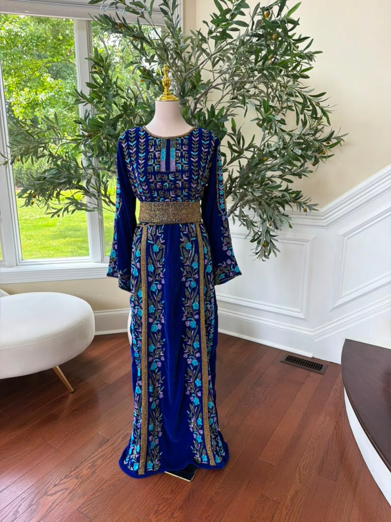 Blue Velvet Beaded Stone Elegance Thobe