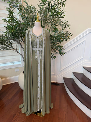Olive Majesty Beaded Kuftan