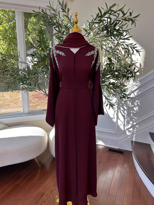 Burgundy Elegance Design Abaya