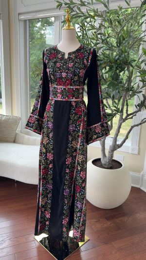 Tatreez Black Floral Beaded Thobe