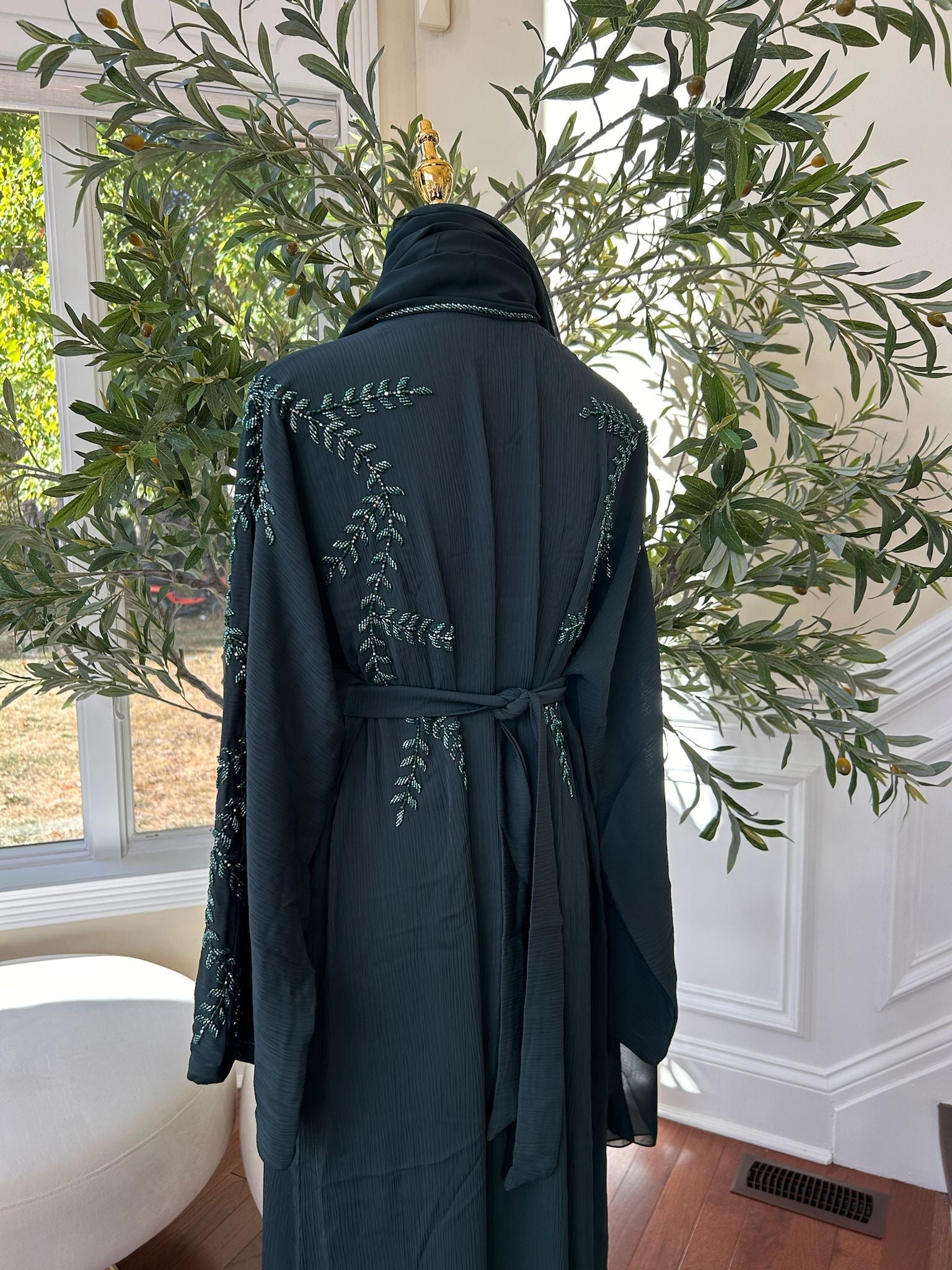 Emerald Green Rose Abaya