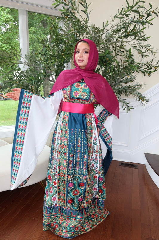 Embroidery Tatreez Turquoise Thobe/A