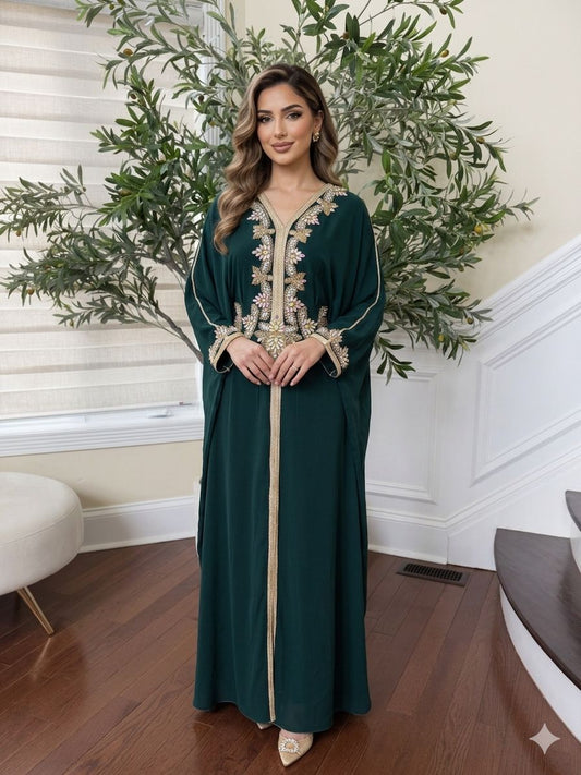 Emerald Butterfly Royale Beaded Abaya