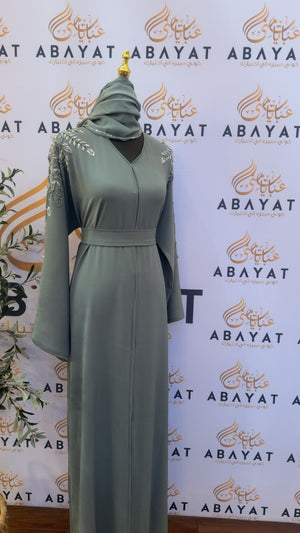 Mint Floral Blossom Abaya