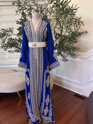 Royal Blue White Detail Kuftan