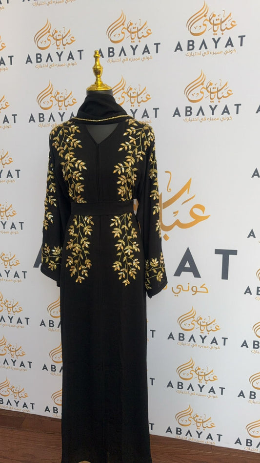 Floral Golden Elegance Abaya