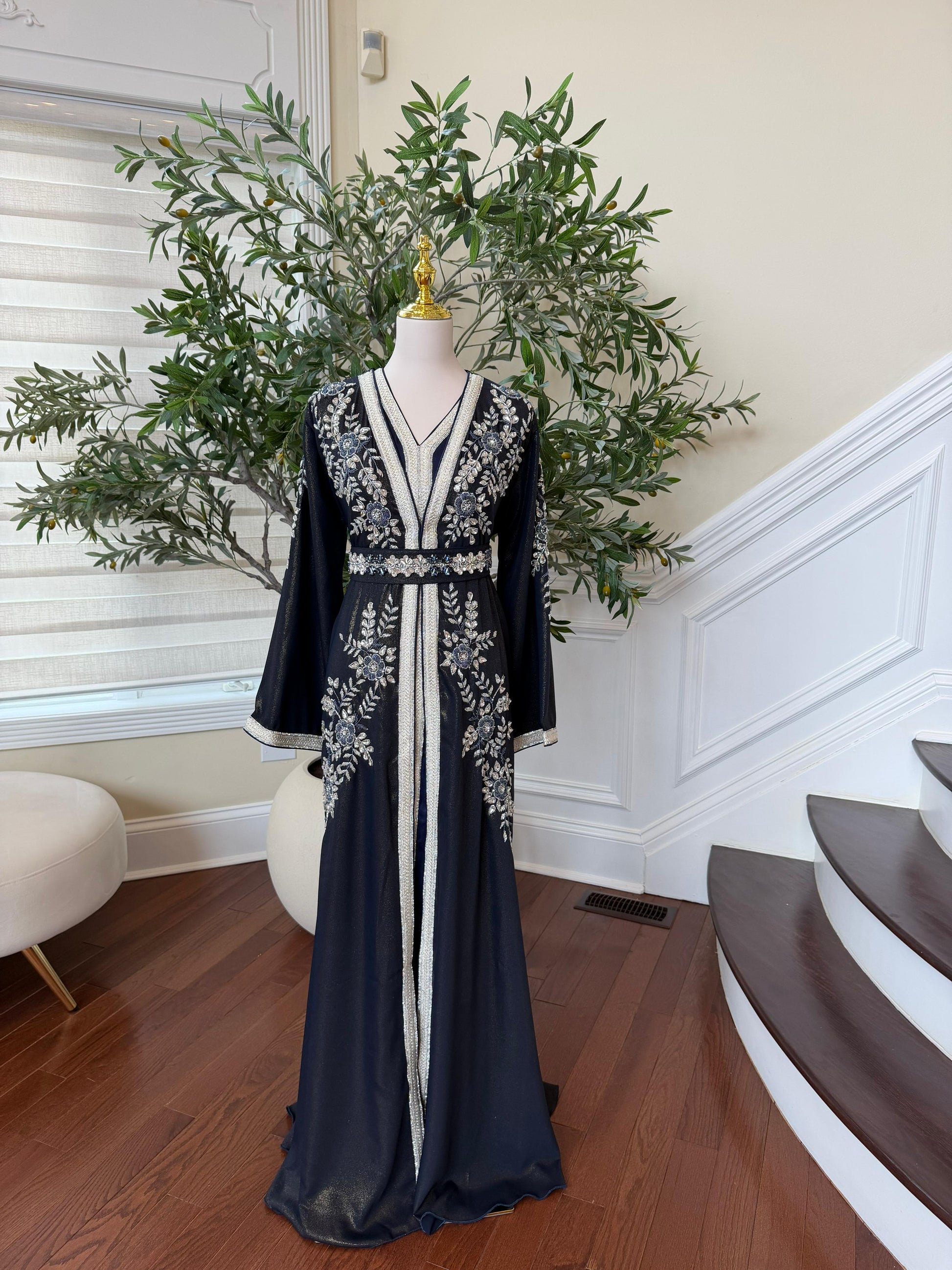 Blue Rose Beaded Royale Kuftan