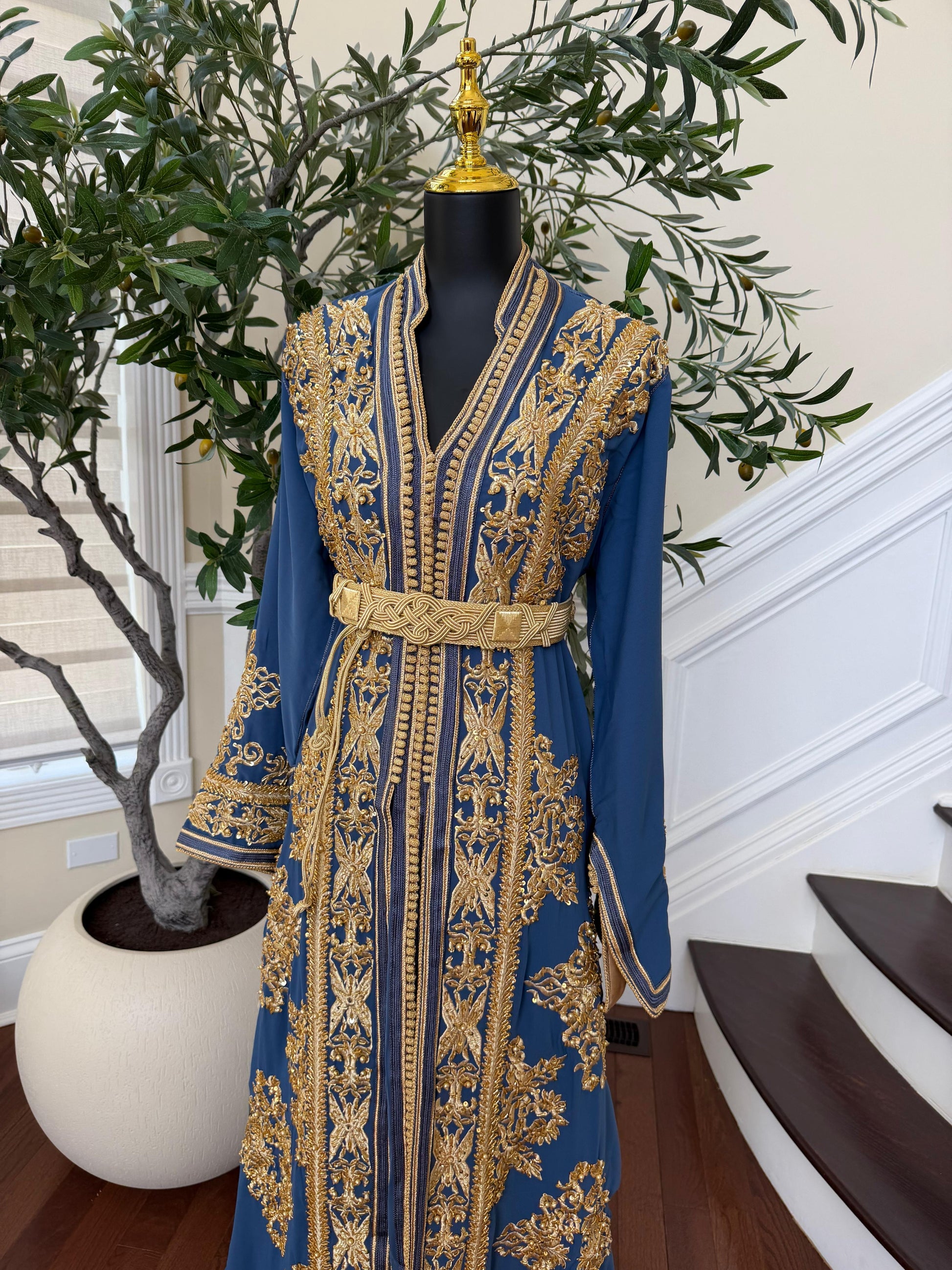 Ivory Blue Golden Essence Kuftan
