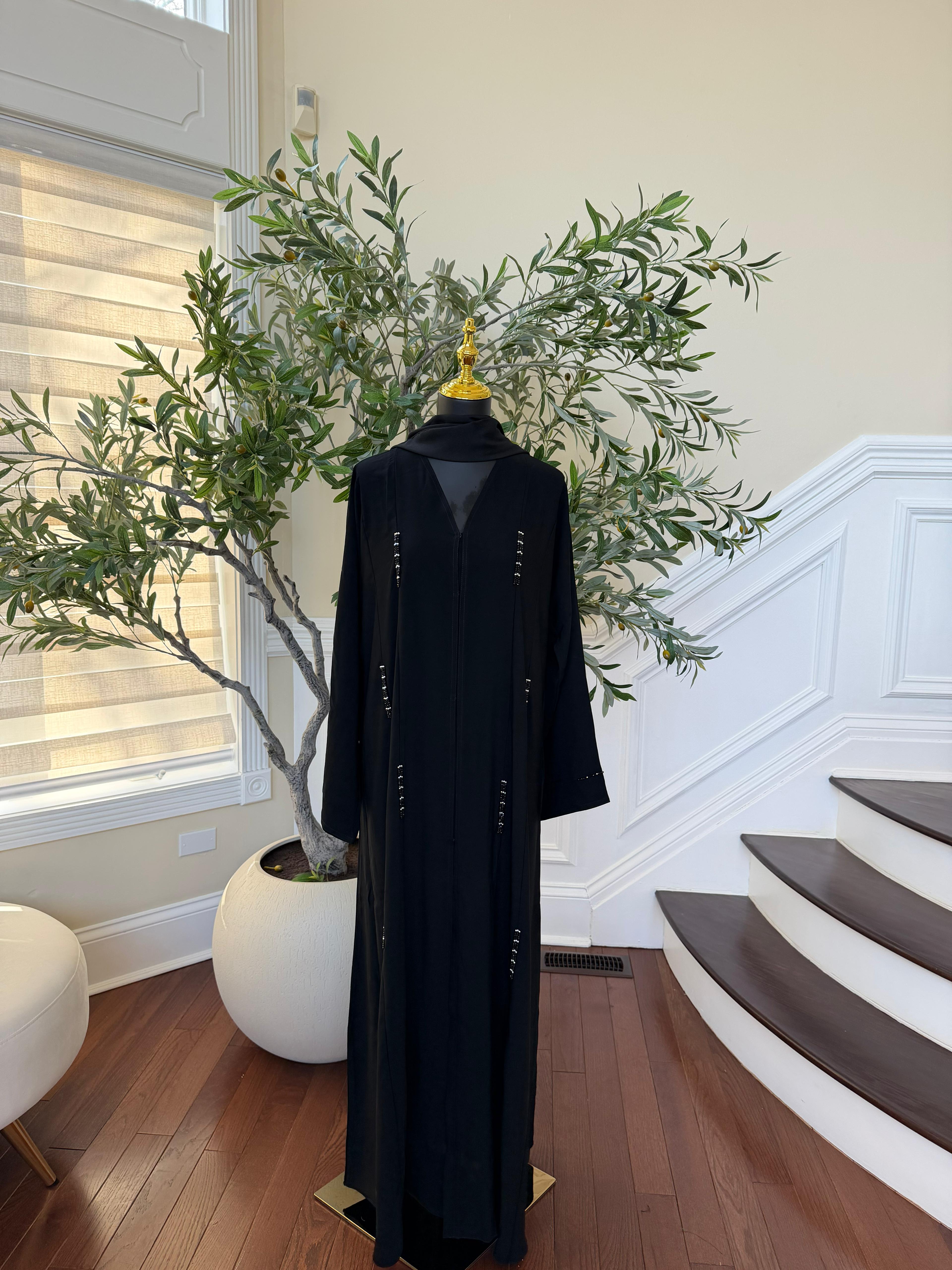 Black Beaded Essence Ramadan Abaya