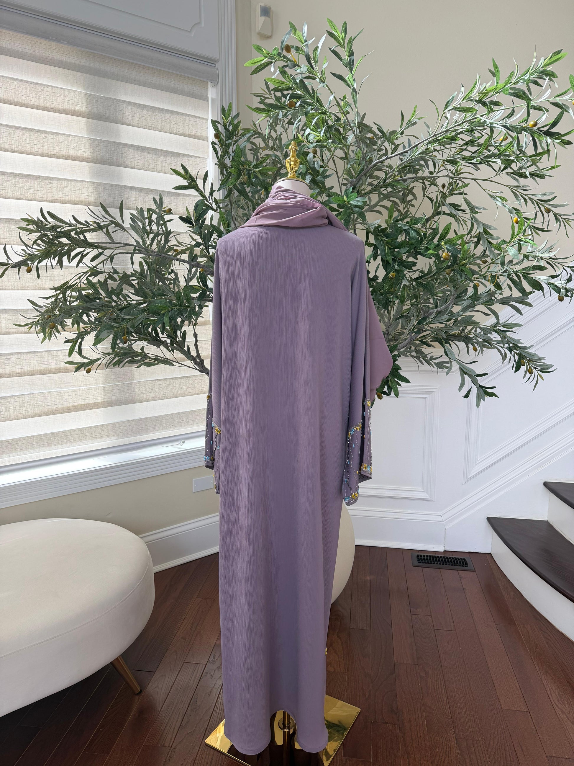 Lavender Charm Sleeve Detail Abaya