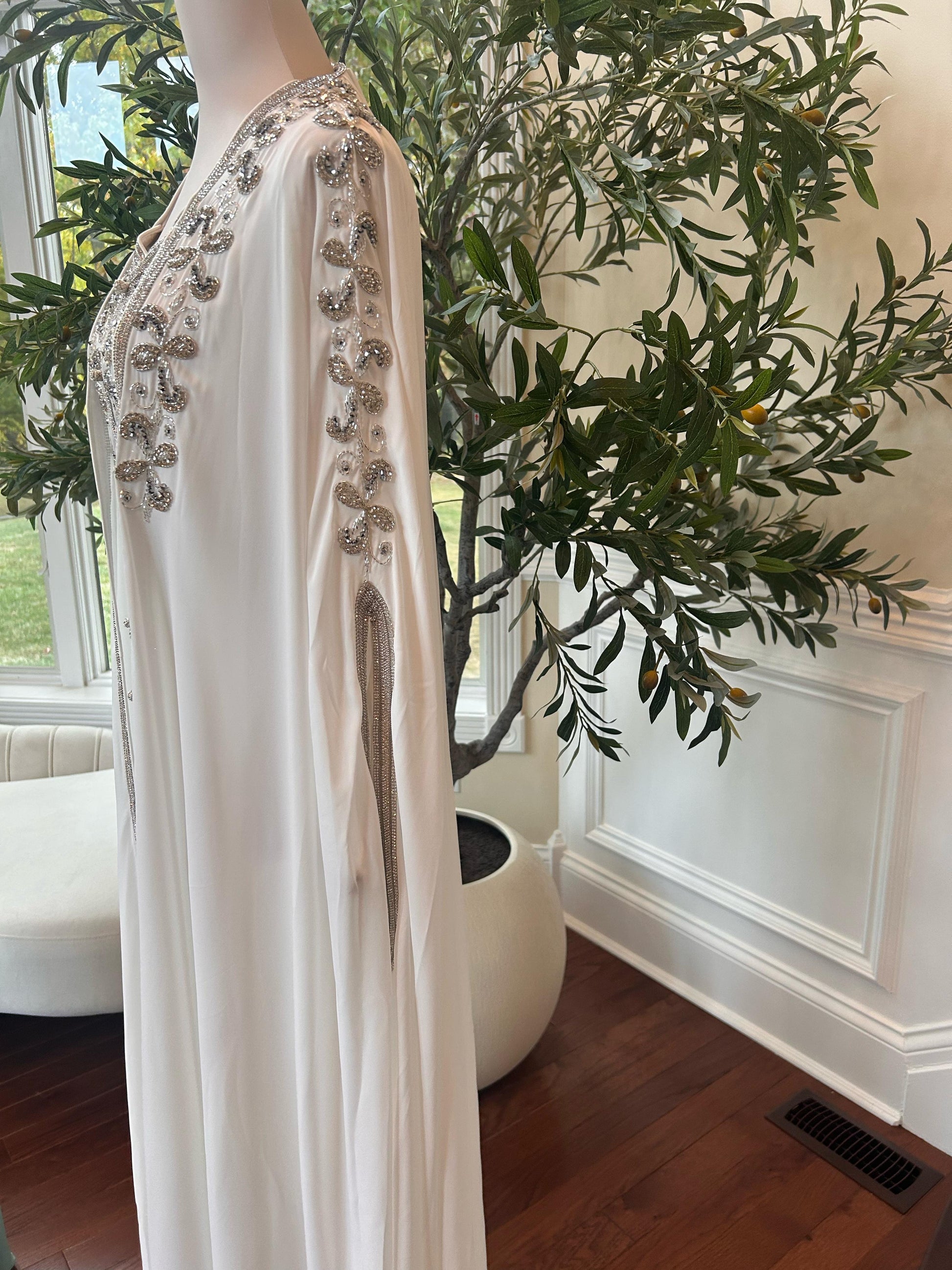 White Luxe Beaded Kuftan