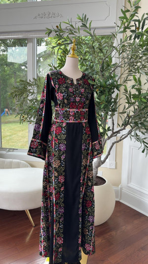 Tatreez Black Floral Beaded Thobe