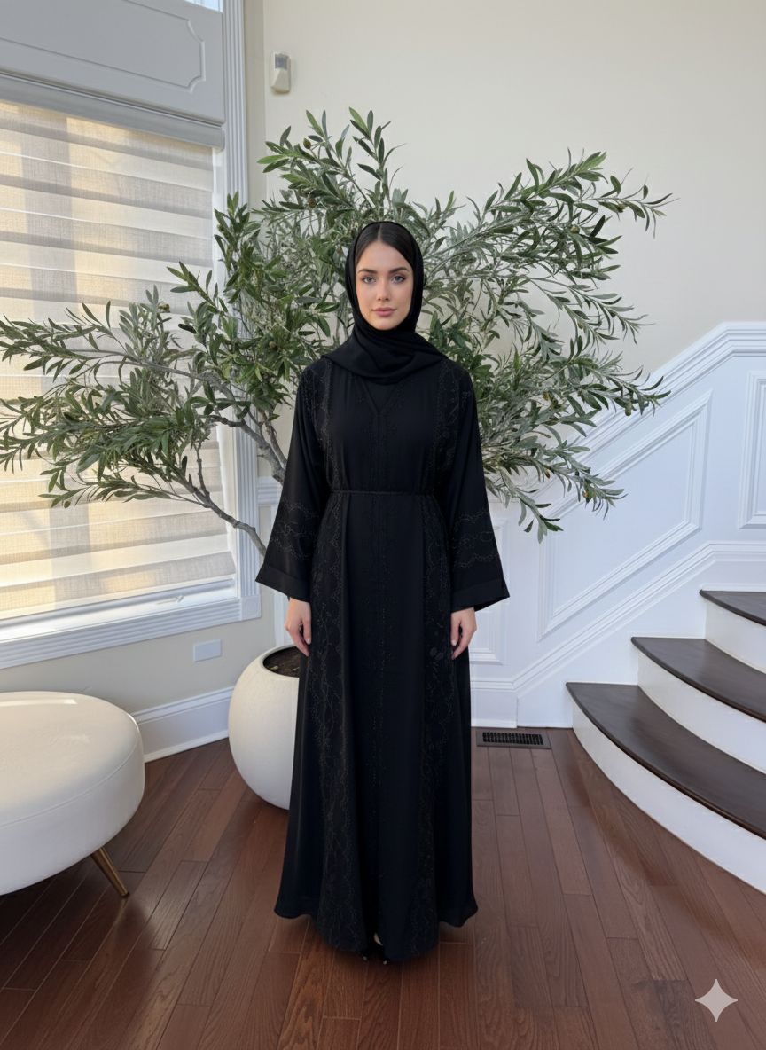 Black Etheral Embellished Abaya