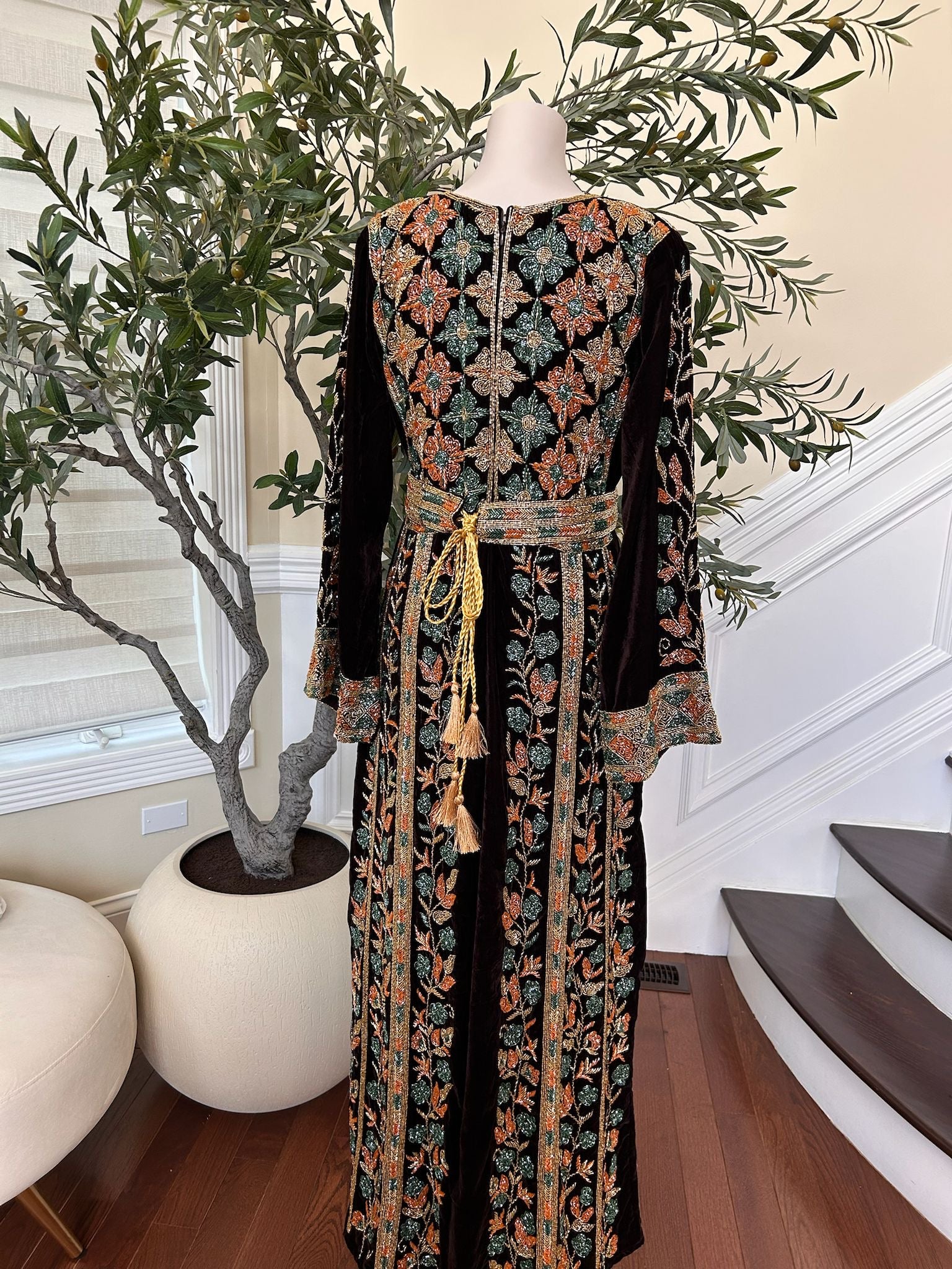 Brown Velvet Stone Thobe