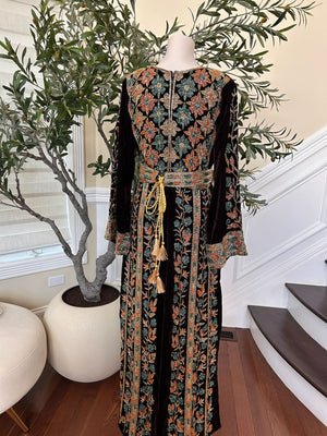 Brown Velvet Stone Thobe