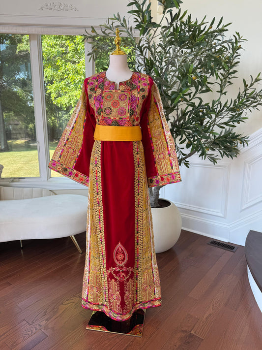 Burgundy Malaka Velvet Thobe